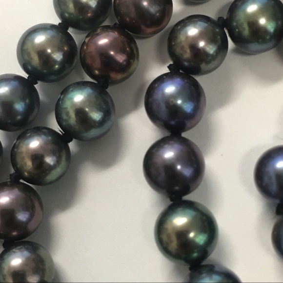 AAA Black Freshwater Pearl Double Strand Necklace - Picture 8 of 11